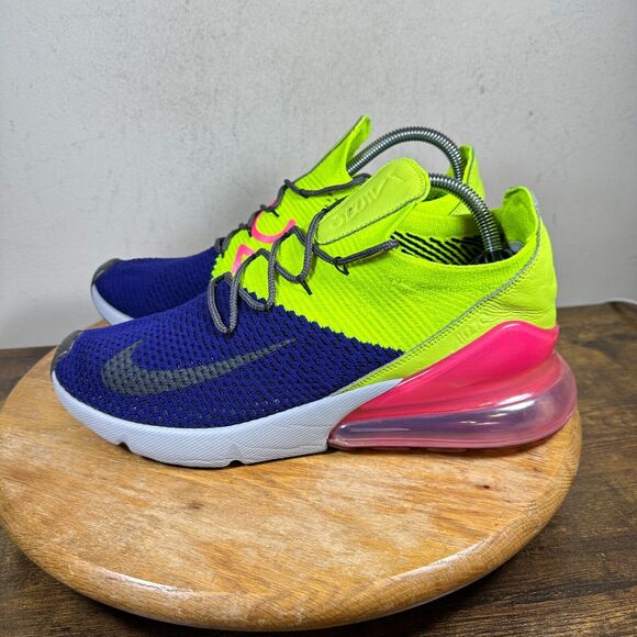 Nike Air Max 270 Flyknit Purple Volt Pink Mens Size 9.5 Shoe AO1023-501‎ main image 4
